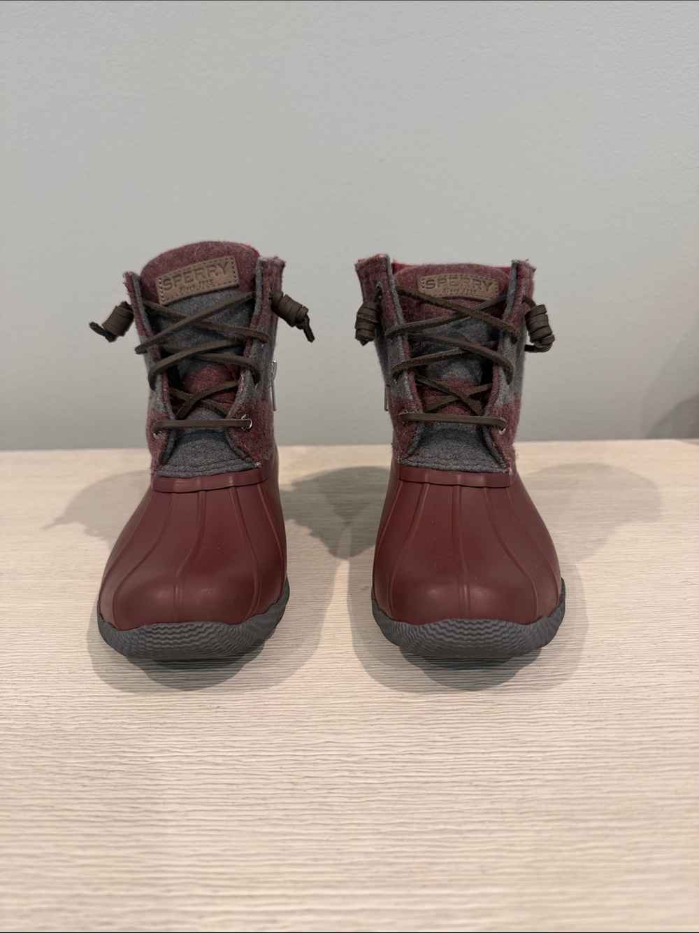 Sperry Burgundy and Gray Women's Winter Duck Boots